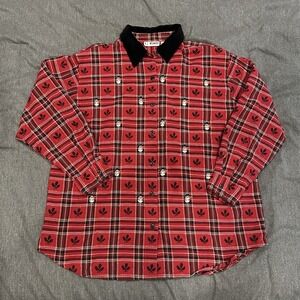 Victoria Jones Woman Novelty Christmas Size 1X Snowman Velvet‎ Collar Plaid Top